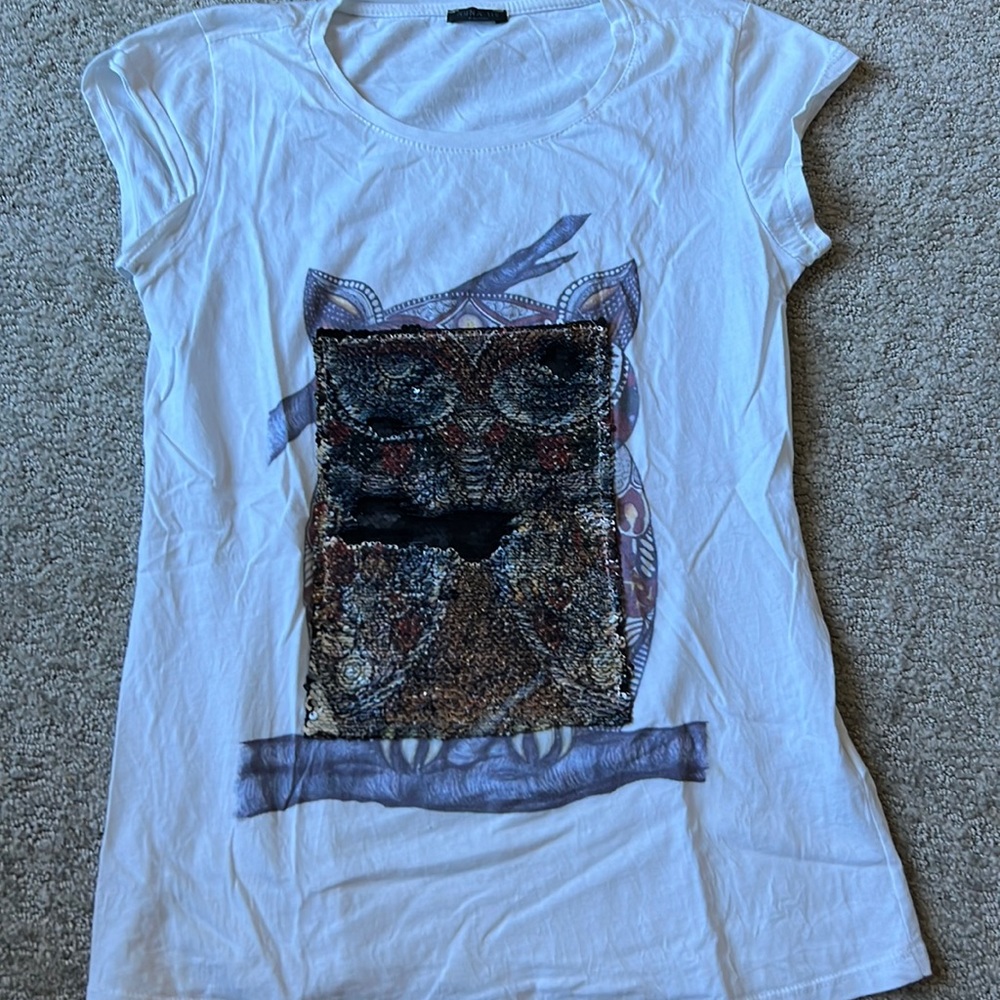 Owl, sequin tee